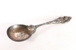 American Art Nouveau sterling silver serving spoon, Reed and Barton c1905, the handle heavily cast