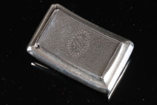 Georgian antique silver pocket snuff box of curved form by John Bettridge, Birmingham 1818, 5cm