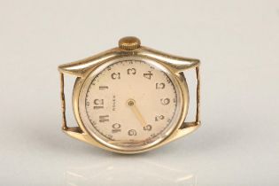 Rolex 9ct gold gentleman's wristwatch head, c1930s, the cream coloured dial with stylised Arabic
