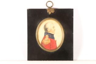 English School c1820, portrait miniature of an Officer in traditional British Military uniform