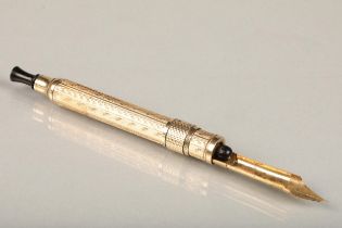 Early C20th century Aikin Lambert and Co. yellow metal propelling fountain pen no. 6 with Mabie Todd