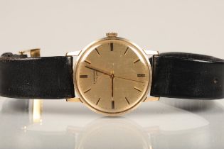 Gents 9ct gold cased Longines wristwatch with champagne dial and seventeen jewel calibre 6942