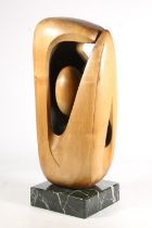 After Norman John Forrest (Scottish 1898-1972), a limewood sculpture of abstract organic form, on