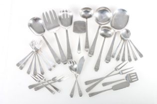 Mid-20th century German silver flatware comprising salad servers, starter forks, ladles, etc. by