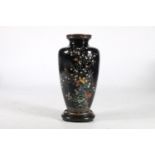 Japanese cloisonne enamel vase, late Meiji period, decorated with birds, blossom and bamboo on a