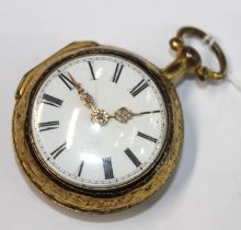 George III gilt pear cased pocket watch, the movement marked 'Edw. Lock Oxford 427', retailers label