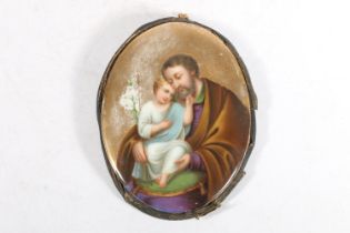 French painted porcelain plaque in the manner of Limoges, late 19th century, the oval porcelain