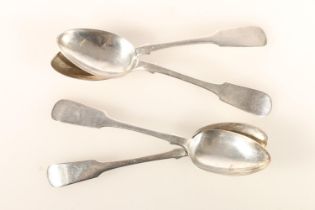 Three Victorian silver fiddle pattern tablespoons, Millidge & Son, Edinburgh 1844, together with a