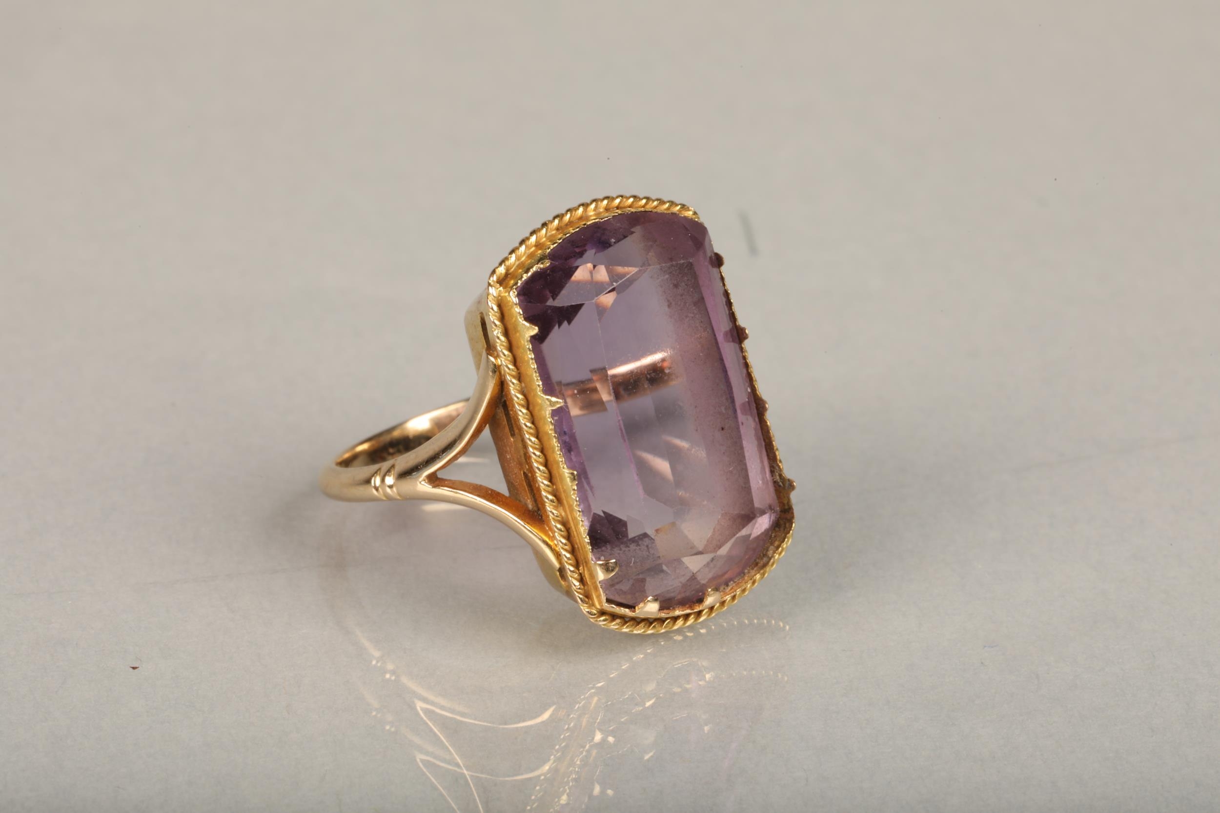 9ct gold bar brooch set with large hexagonal amethyst frame by rope twist border, 7.4g gross, and - Image 3 of 4