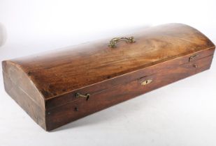 Walnut gun case or double violin case, 19th century, the domed rectangular case opening to reveal