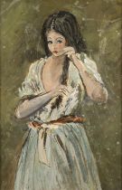 SOMMERVILLE *ARR* Gypsy Girl Oil painting, signed verso, 26cm x 18cm, frame 37cm x 29cm.