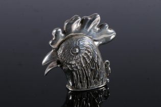 Continental novelty silver vesta box in the form of a cockerel's head, stamped '925' and makers mark