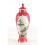 Chinese Jingdezhen porcelain vase, mid-20th century, the painted polychrome landscapes within