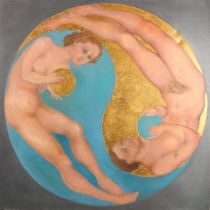 NATASHA KIMSTATSCH *ARR* Adam and Eve Ying Yang Oil painting on canvas, signed to canvas edge,