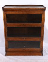 Globe Wernicke style three section glazed bookcase, c1920s, each section having lift and slide