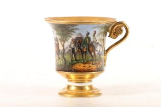 French porcelain cup in the manner of Sevres, 19th century, the inverted bell bowl on pedestal