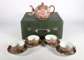 Chinese export porcelain 'Millefleur' pattern tea set for four, late Republic period, the