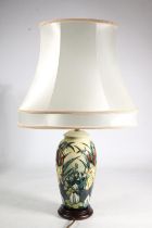 Moorcroft pottery 'Lamia' pattern table lamp with shade, to top of shade H63cm