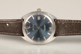1960s gentleman's stainless steel Omega Seamaster Cosmic automatic wristwatch, the black/blue dial