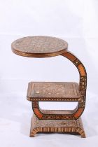 Anglo-Indian Art Deco occasional table, c1920s, the two tier table heavily inlaid with specimen