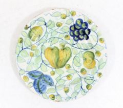 Italian Cantagalli Maiolica plate, decorated in a polychrome colour with fruit on vines, painted