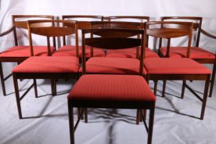 Set of six matched McIntosh of Kirkcaldy dining chairs and two carvers, c1970, each with single