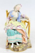 Meissen figurine of 'Sleeping Louise', mid-19th century, modelled by Acier and depicting a lady