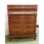 Victorian mahogany Scotch chest, the raised plinth with large undertier drawer over four long