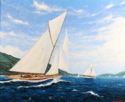 FREDERICK LAWRENCE (British b1957) *ARR* Fife Built Yachts Oil painting on canvas, signed lower