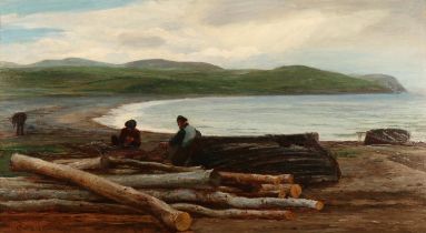 COLIN HUNTER ARA RI RSW RA (Scottish 1841-1904) Figures at the fishing nets Oil painting on