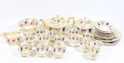 Victorian porcelain tea service in the manner of Ridgway, c1830, the Rococo shaped bodies hand