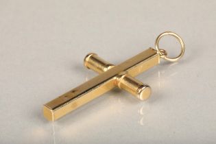 14ct yellow gold crucifix pendant, the suspension ring stamped '14', 3.8g.