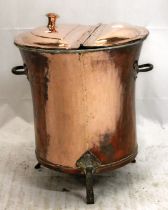 Late 19th/early 20th century industrial copper urn or vessel, likely for heating water or coals, the