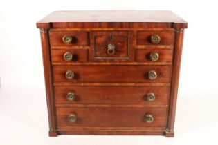 Scottish apprentice mahogany chest of drawers, late 19th century, the four short drawers flanking