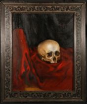 NATASHA KIMSTATSCH *ARR* Skull still life Oil painting on canvas, unsigned, 49cm x 39cm, frame
