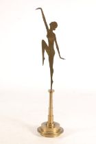 Art Deco cut brass silhouette figurine, c1920s, the naked female silhouette in stylised pose, on