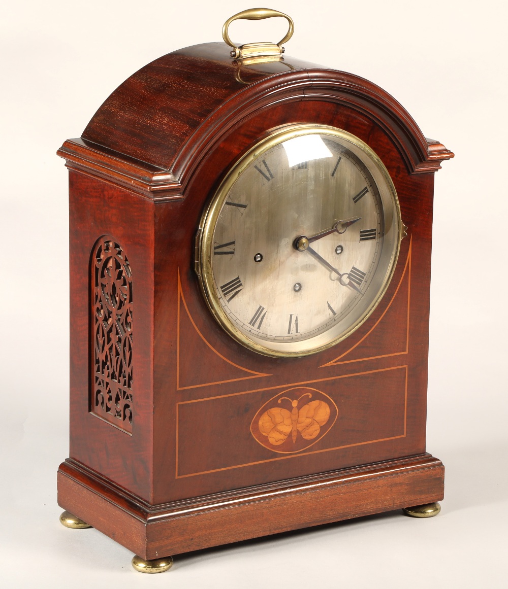 19th century mahogany inlaid bracket clock, 48.5cm high. - Image 2 of 5