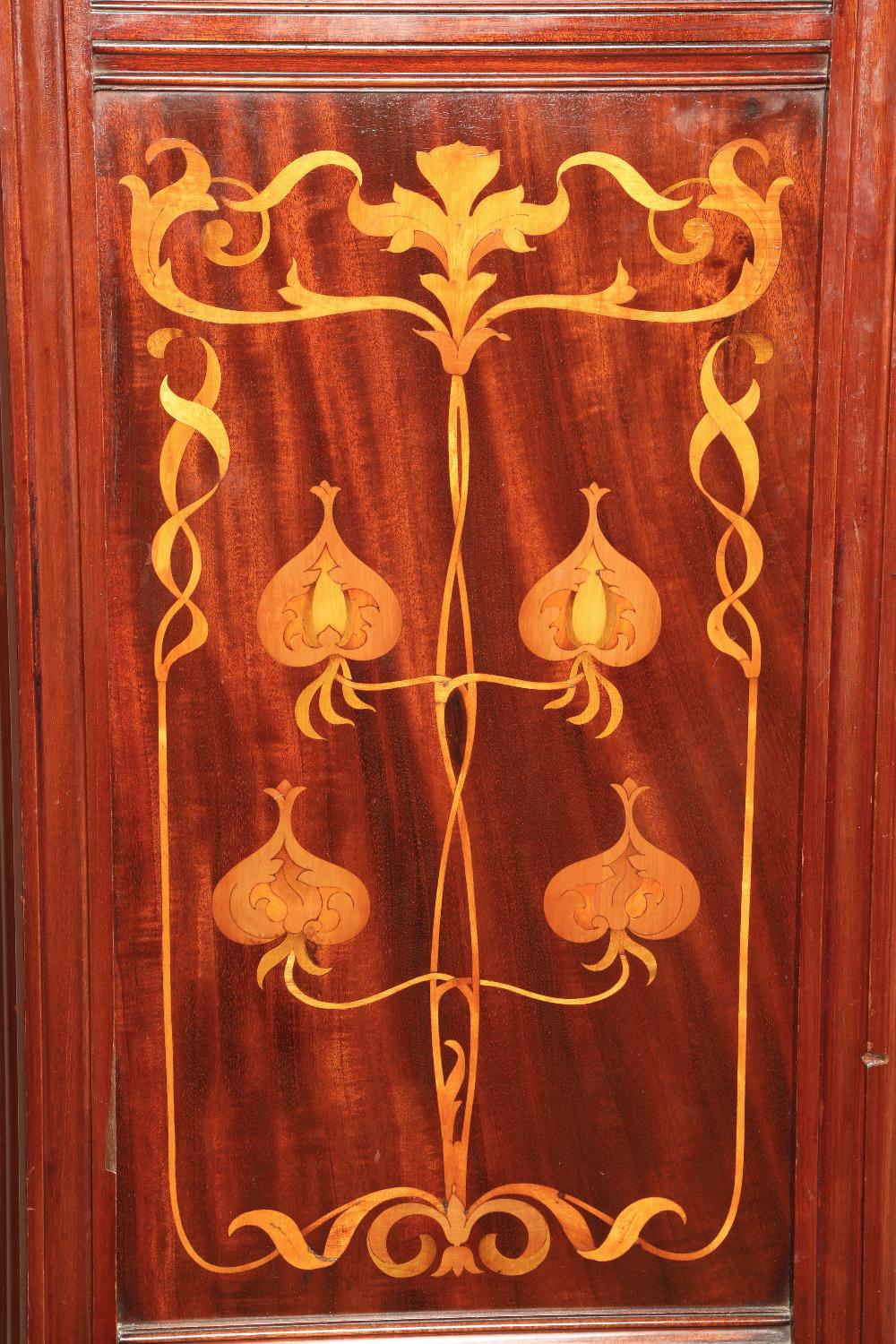Art Nouveau marquetry inlaid mahogany hall wardrobe, possibly by Shapland & Petter, the single - Image 4 of 4