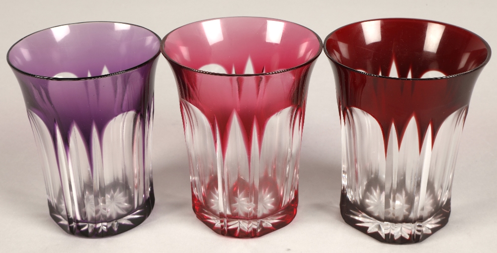 Set of six harlequin bohemian glass tumblers, 9.5cm high. - Image 8 of 12