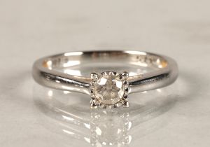 Ladies 9 ct white gold diamond solitaire, 0.25 carat, ring size M/N.