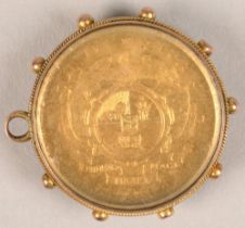 Gold South African pond 1898 in pendant mount.