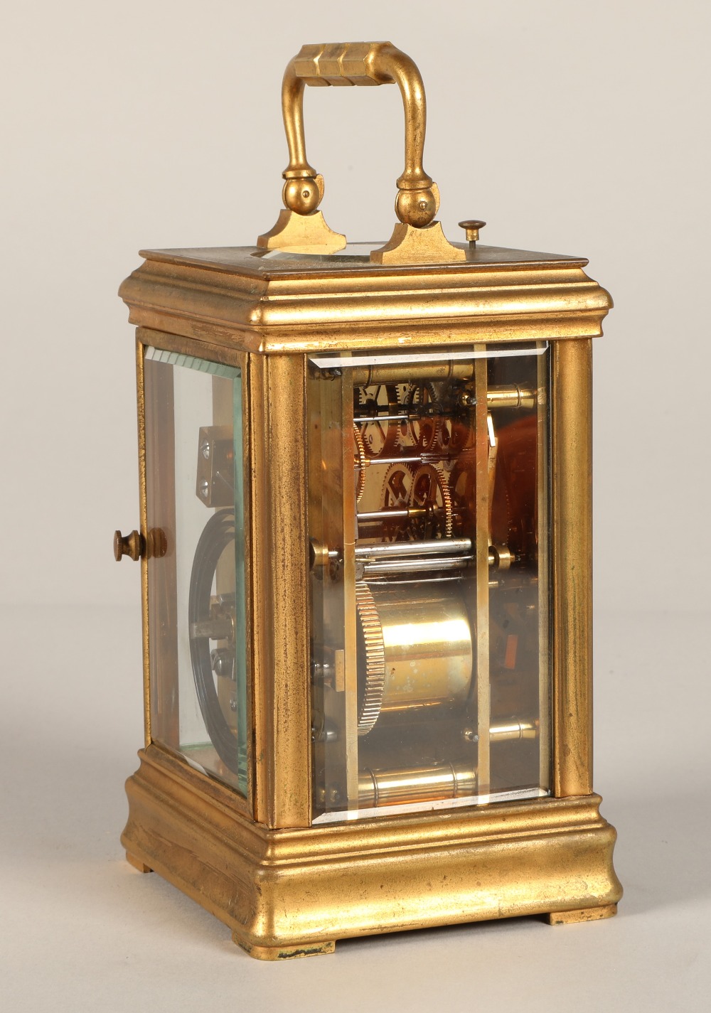 French brass repeating carriage clock, engraved AIGUILLES on the back,  Examp by Dent, 4 Royal - Bild 4 aus 12