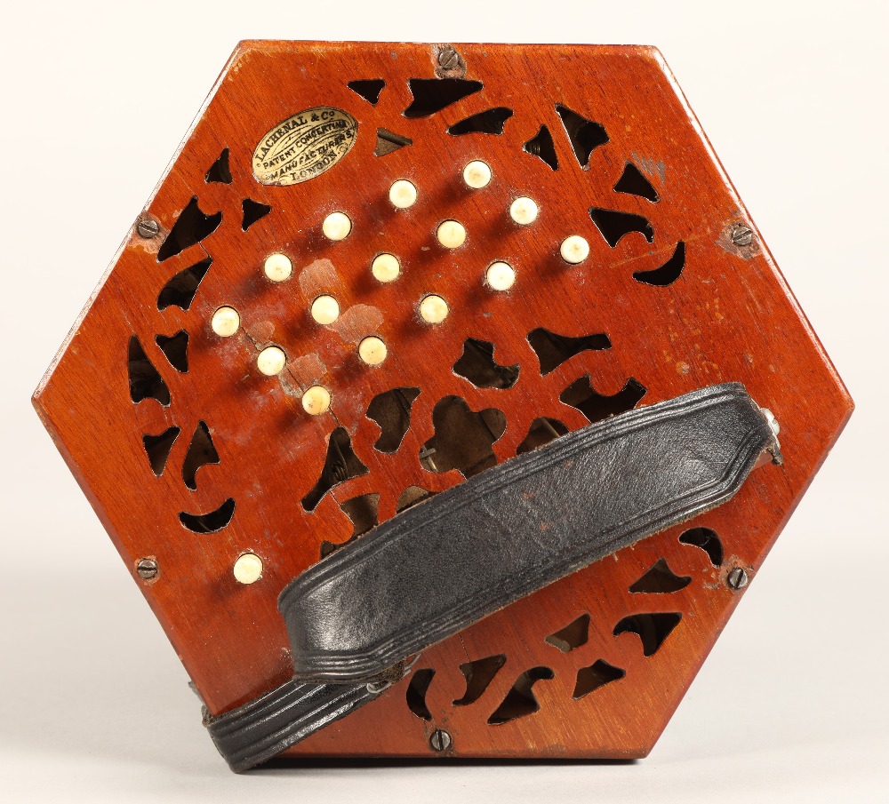 Lachenal & Co Concertina, 30 bone button, five bellow, Steel reed stamped by handle - Image 7 of 10