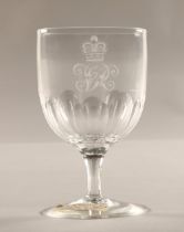 Victorian Rummer glass, with monogram VR, 15 cm high in presentation box.