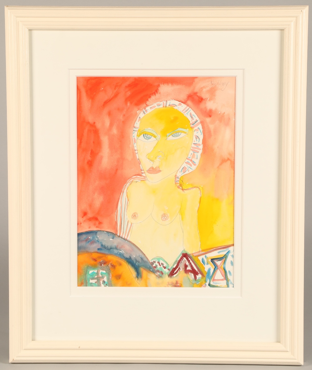 John Bellany CBE RA HRSA (Scottish 1942-2013) ARR,framed mixed media, signed top right "Portrait" - Image 2 of 3
