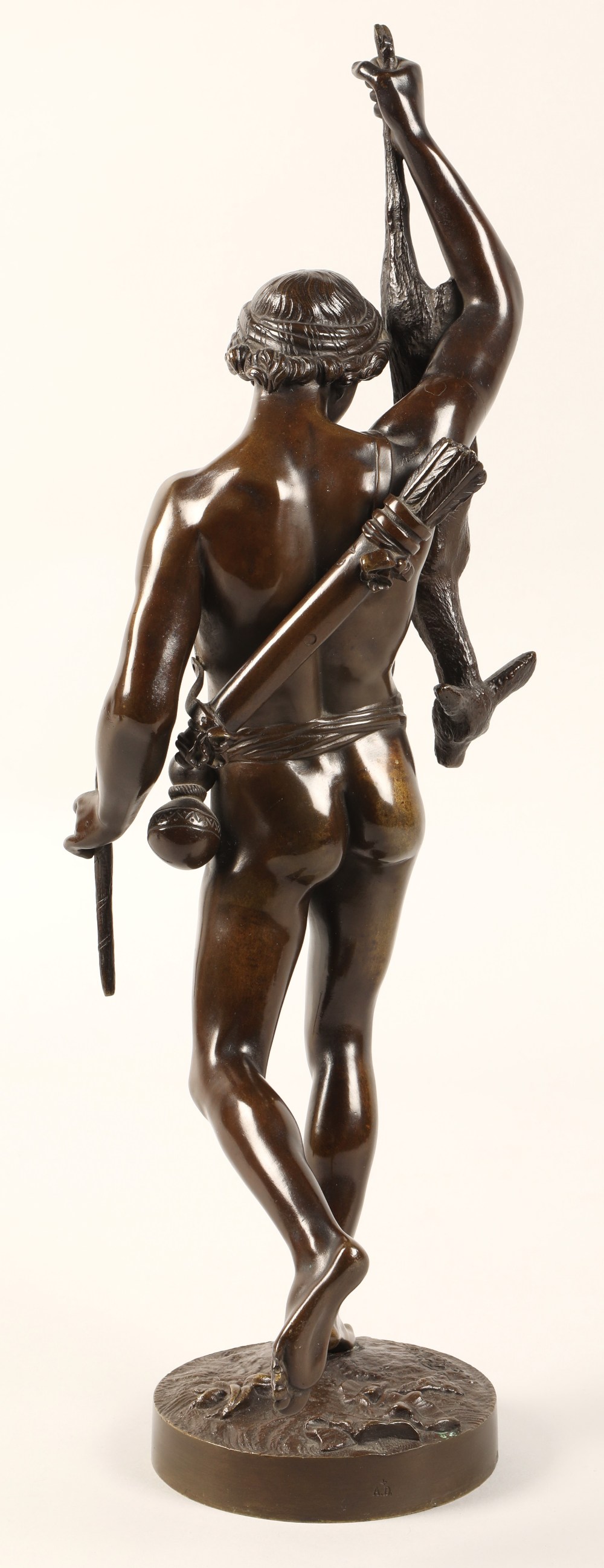 After James Pradier, ( Swiss/French 1790/1852) Bronze figure of a classical male hunter, signed J - Image 4 of 11