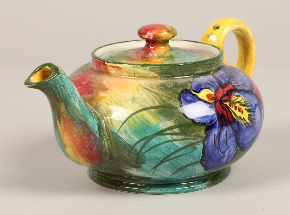 Wemyss 'Iris' pattern tete-a-tete tea set including tea pot, two cups and saucers, creamer, dish and - Image 4 of 10