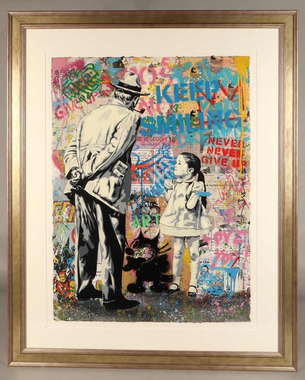 Mr Brainwash (French born 1966) ARR Silver framed silkscreen and original mixed media on paper, - Image 2 of 6