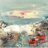 Nael Hanna (Scottish/Iraqi born 1959) ARR, framed oil on board, signed, "East Coast Stormy Sea's),