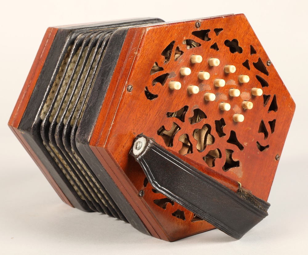 Lachenal & Co Concertina, 30 bone button, five bellow, Steel reed stamped by handle - Image 3 of 10